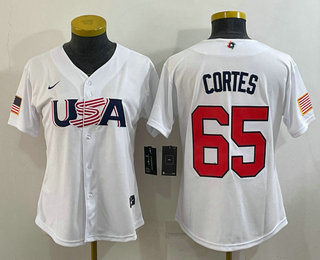 Womens USA Baseball #65 Nestor Cortes 2023 White World Classic Stitched Jersey->2023 world baseball classic->MLB Jersey